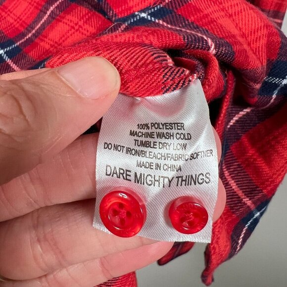 RSVLTS Flannel Shirt Shacket Mens Size Medium Red Plaid Pockets Button Up - Picture 9 of 9
